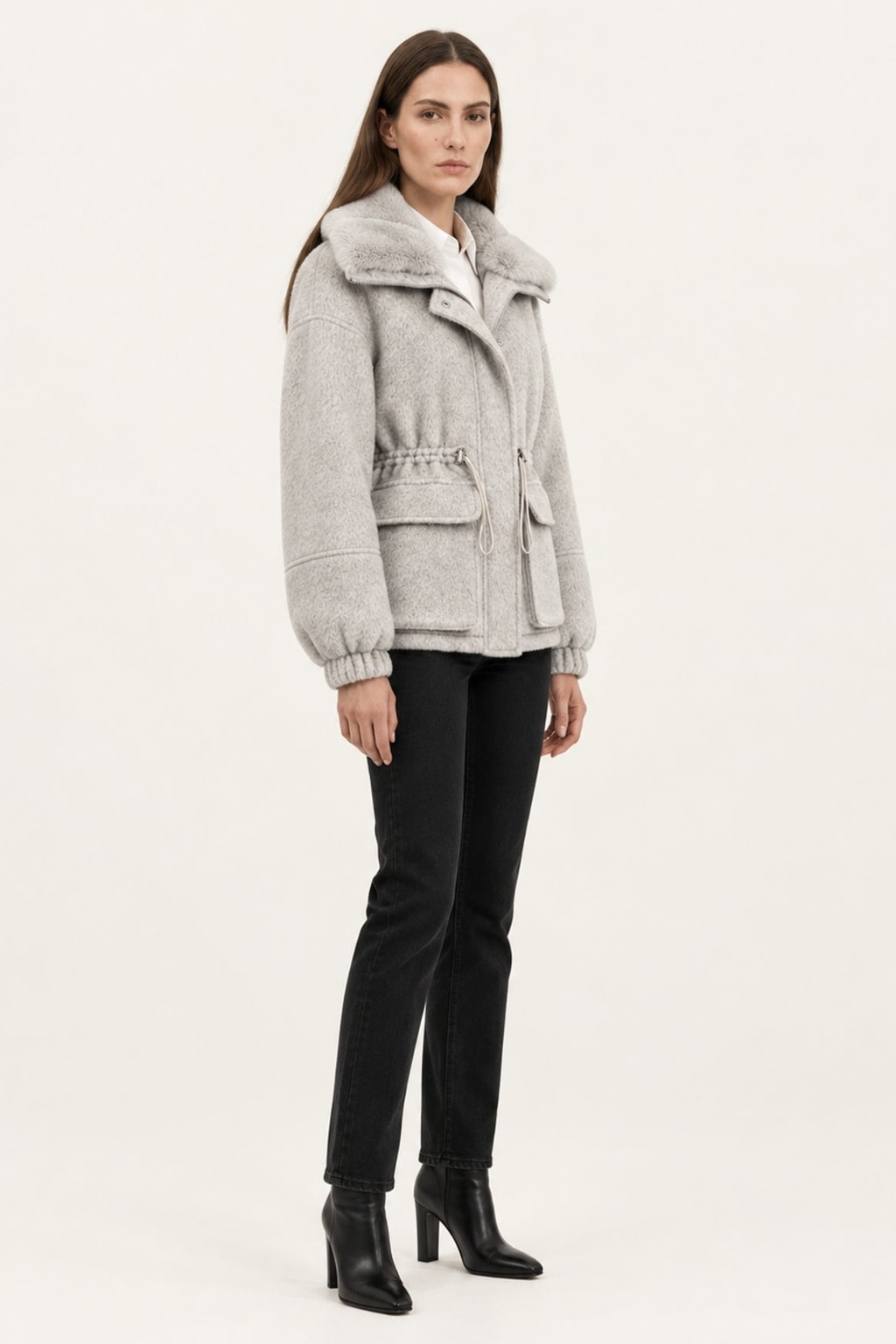 Cashmere Wool Parka Jacket With Rex Rabbit Fur Lining - 6