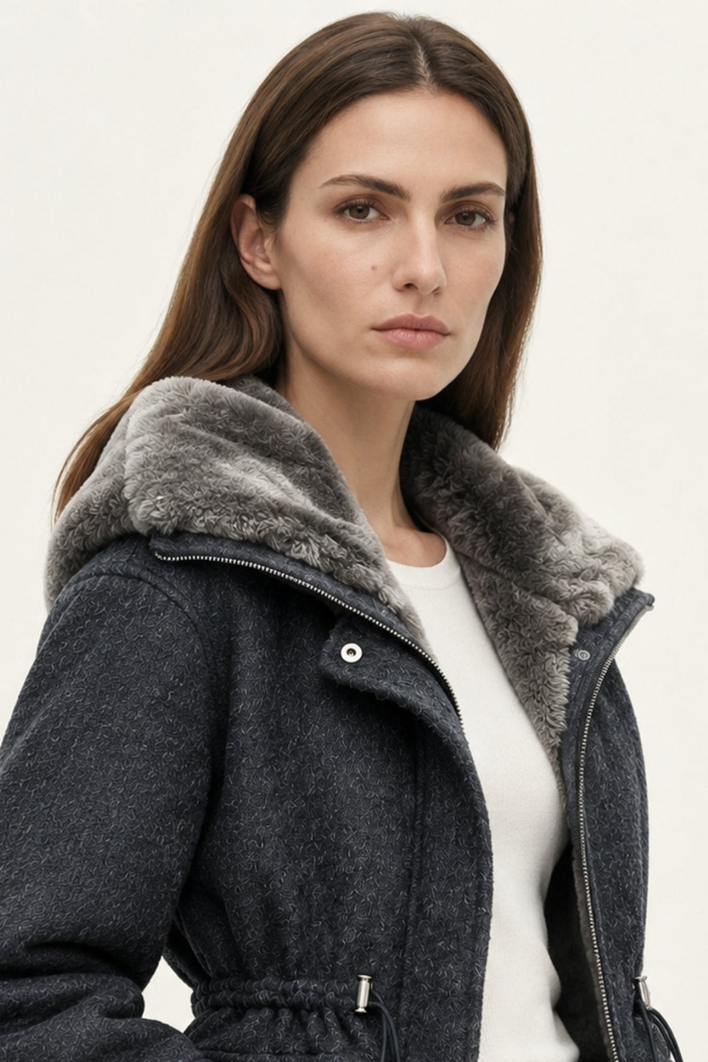 Cashmere Wool Parka Jacket With Rex Rabbit Fur Lining - 13