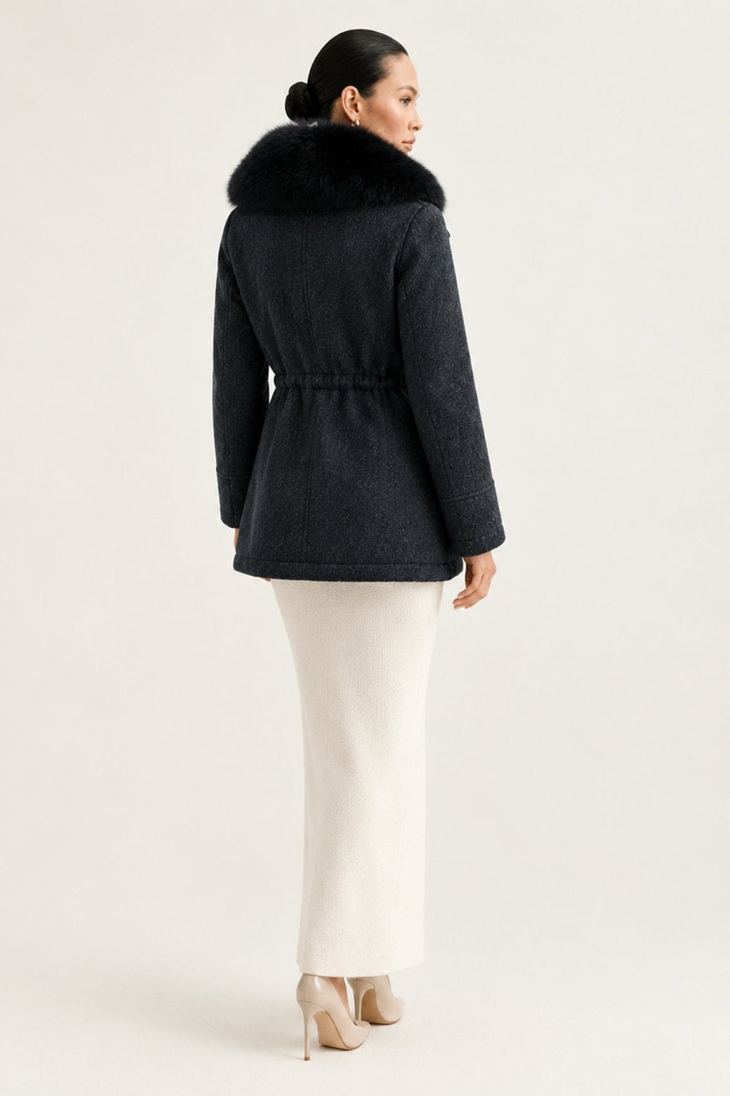Wool Parka Coat With Fox Fur Collar And Rabbit Lining - 7