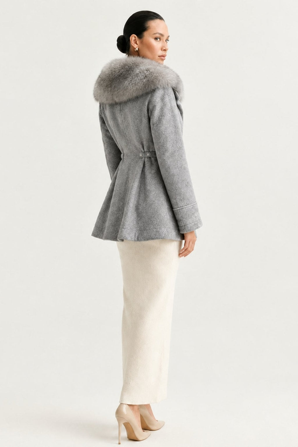 Wool Parka Coat With Fox Fur Collar And Rabbit Lining - 10