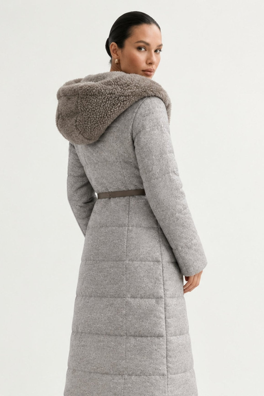 Cashmere Wool Jacket With Mink Hood And V-Neck - 8