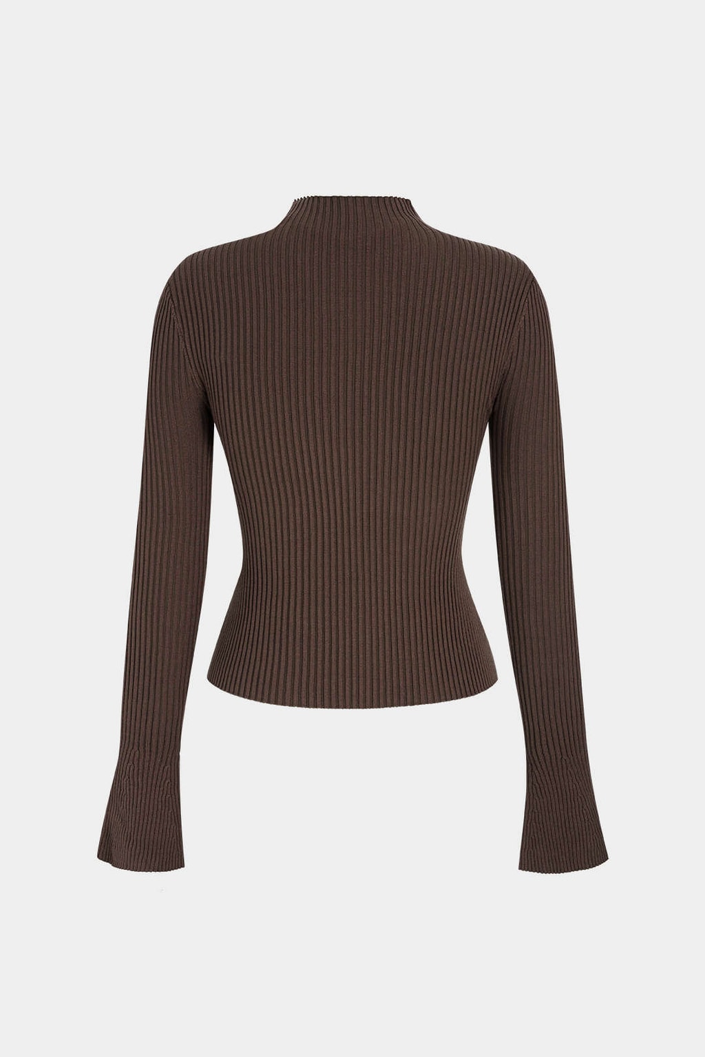 Polyester Knit Long-Sleeve Top With Mock Neck Cut-Out - 4