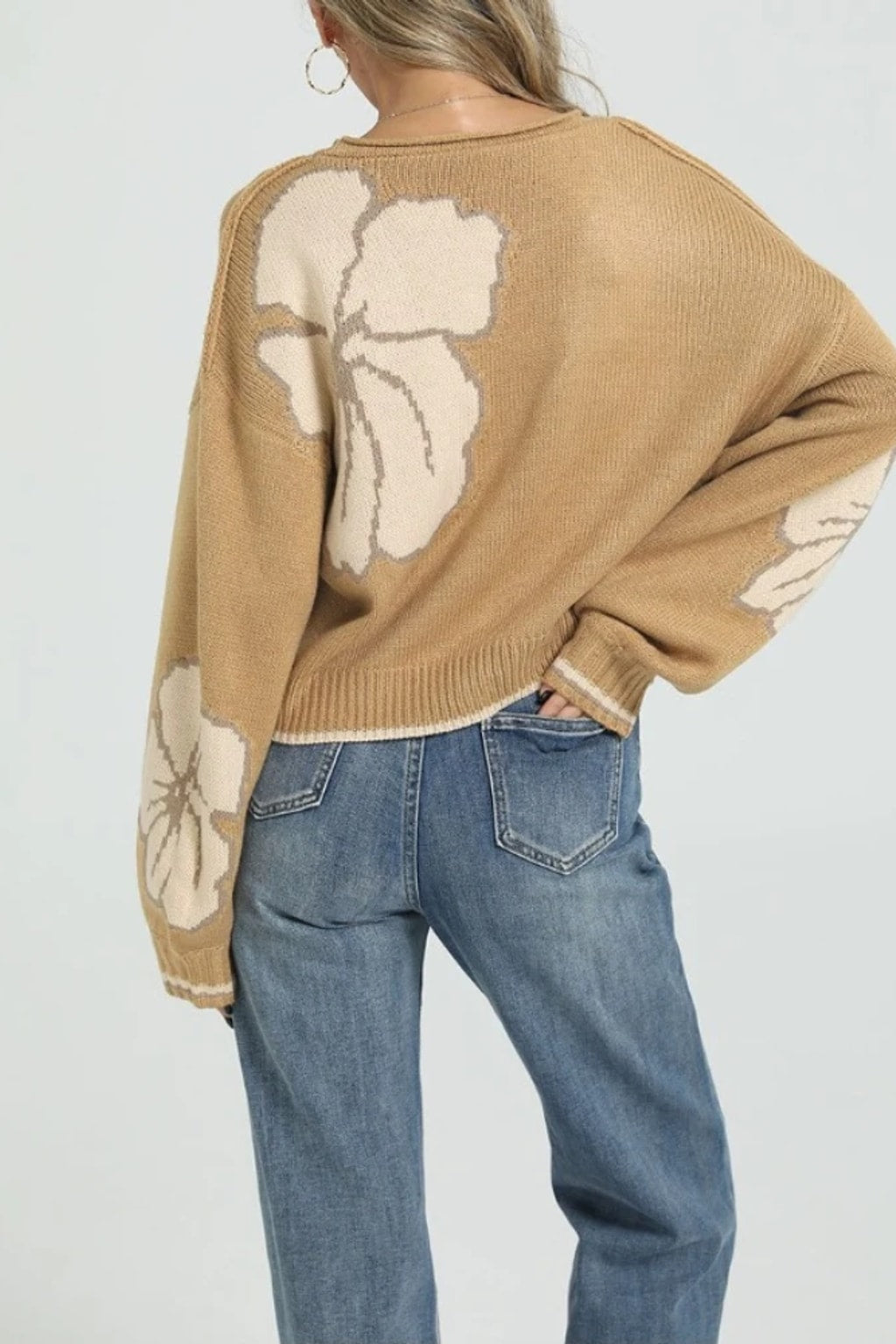Knit Cardigan Loose V-Neck Long Sleeve Sweater - 8