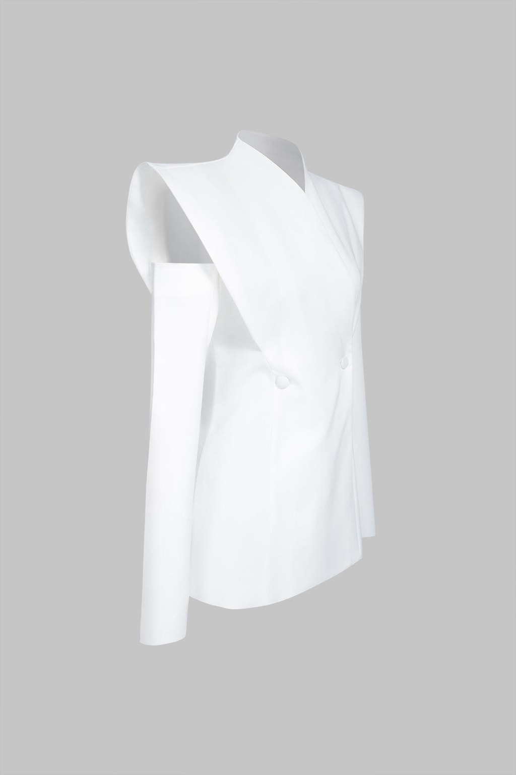 Polyester Blazer With Cutout Flutter Sleeves - 5