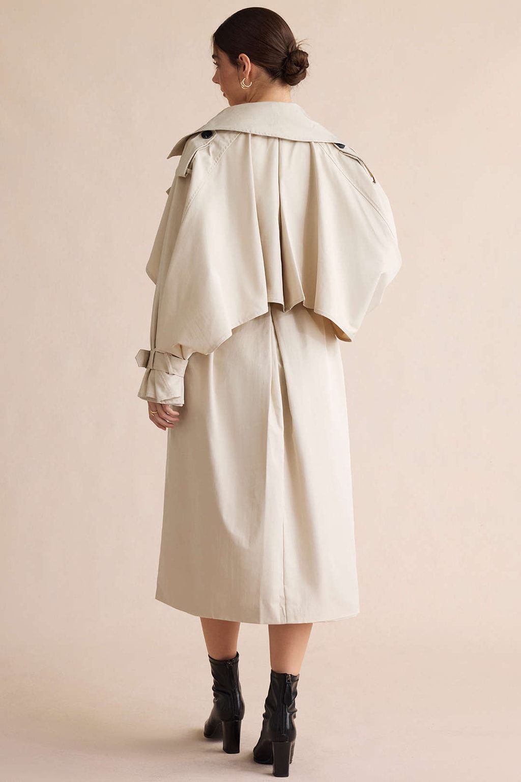 Polyester Twill Coat With Belted Waist - 4