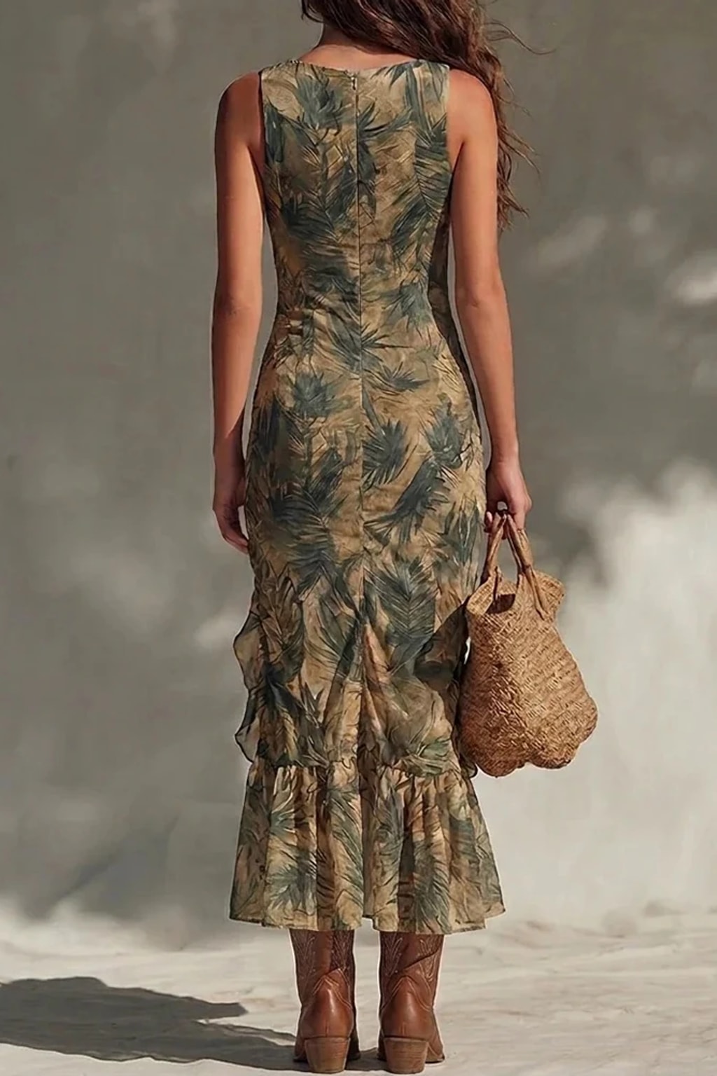 Polyester Maxi Dress With Spaghetti Straps And Slim Fit - 4