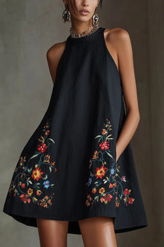 Polyester Mini Dress Sleeveless A-Line Shift With Pockets - 2