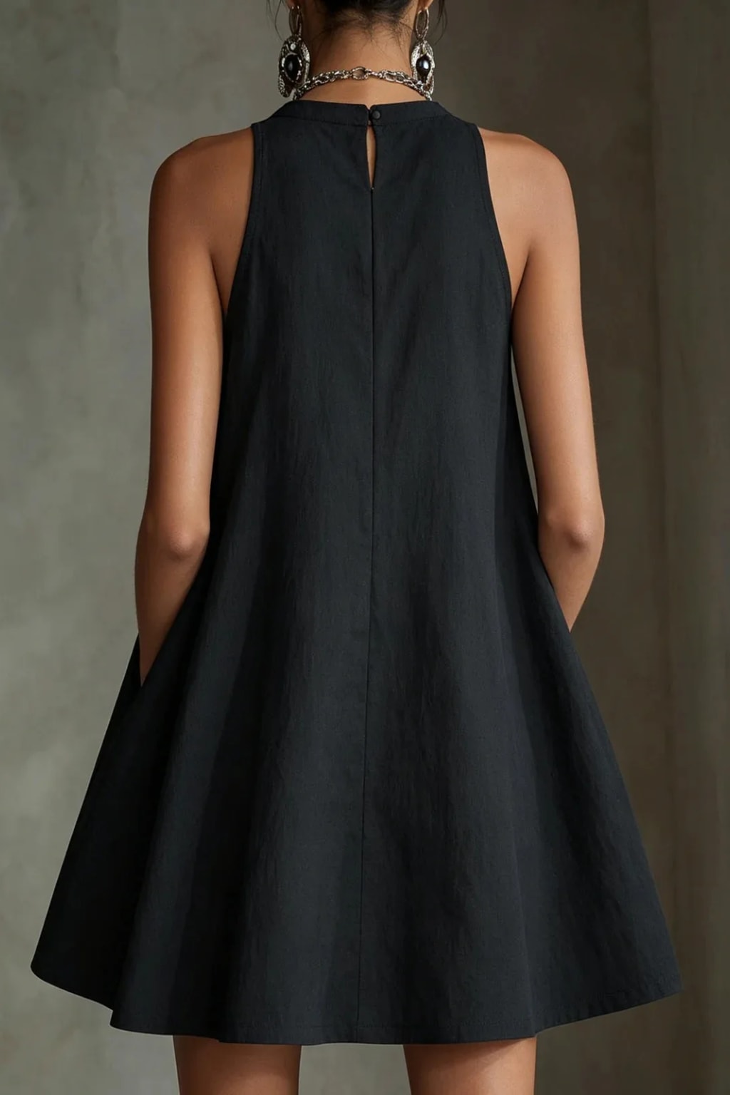Polyester Mini Dress Sleeveless A-Line Shift With Pockets - 3