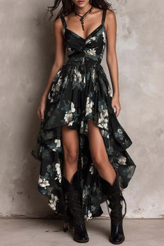 Polyester Maxi Dress With Twist Front And Ruffled Hem - 2