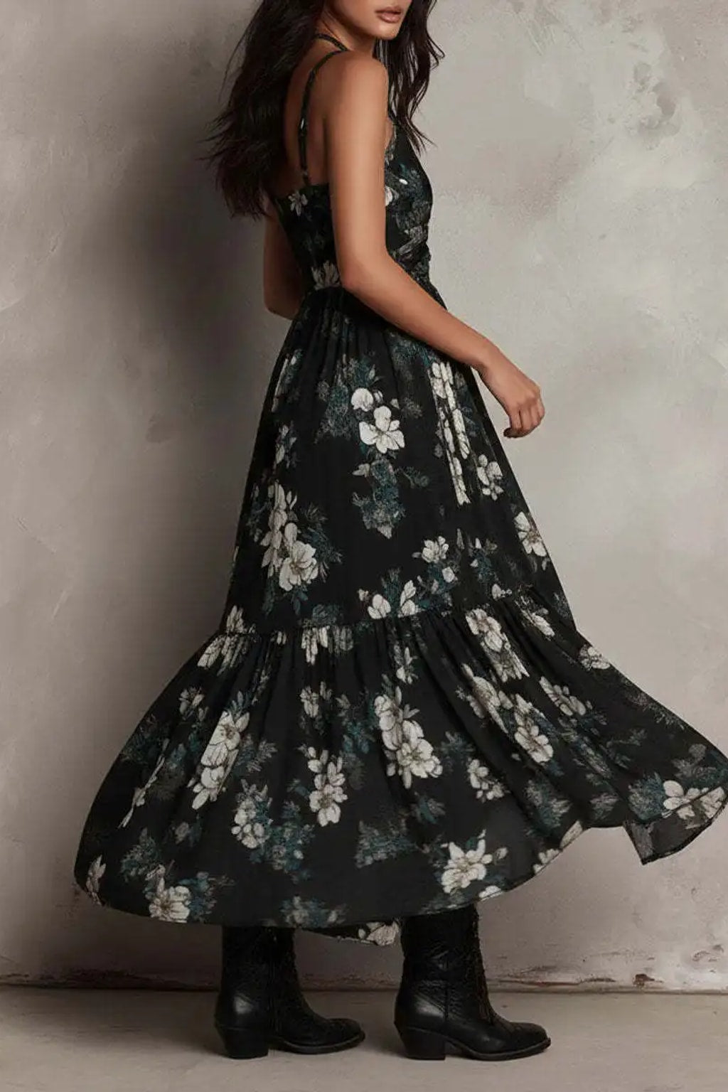 Polyester Maxi Dress With Twist Front And Ruffled Hem - 5