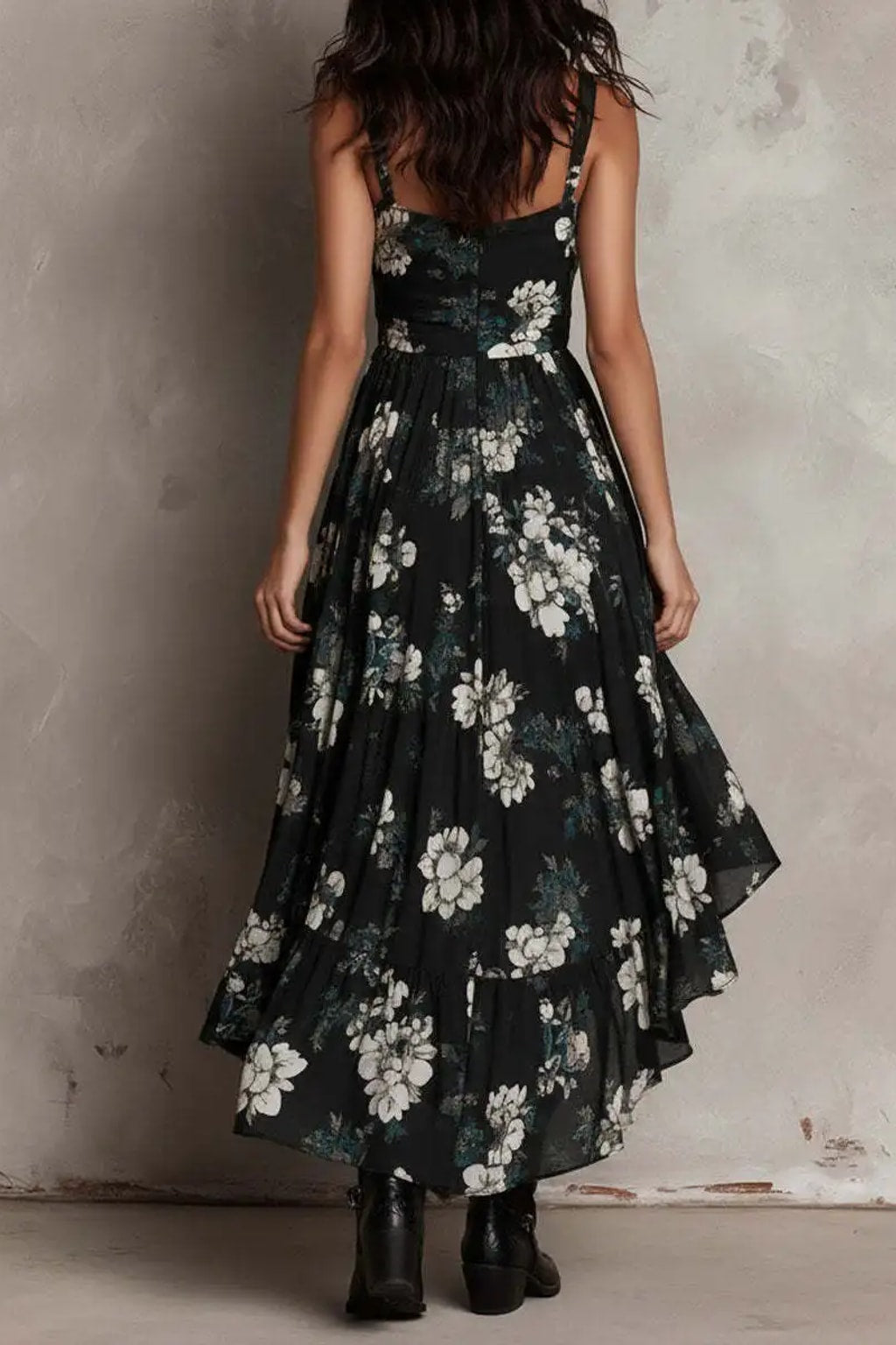 Polyester Maxi Dress With Twist Front And Ruffled Hem - 6