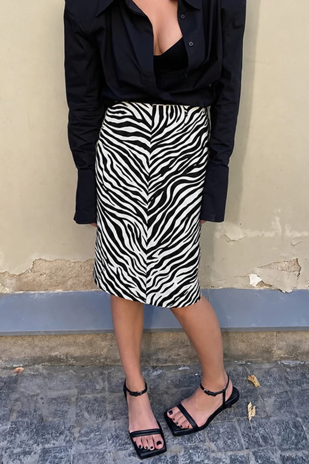 Polyester Midi Pencil Skirt With Back Slit - 5