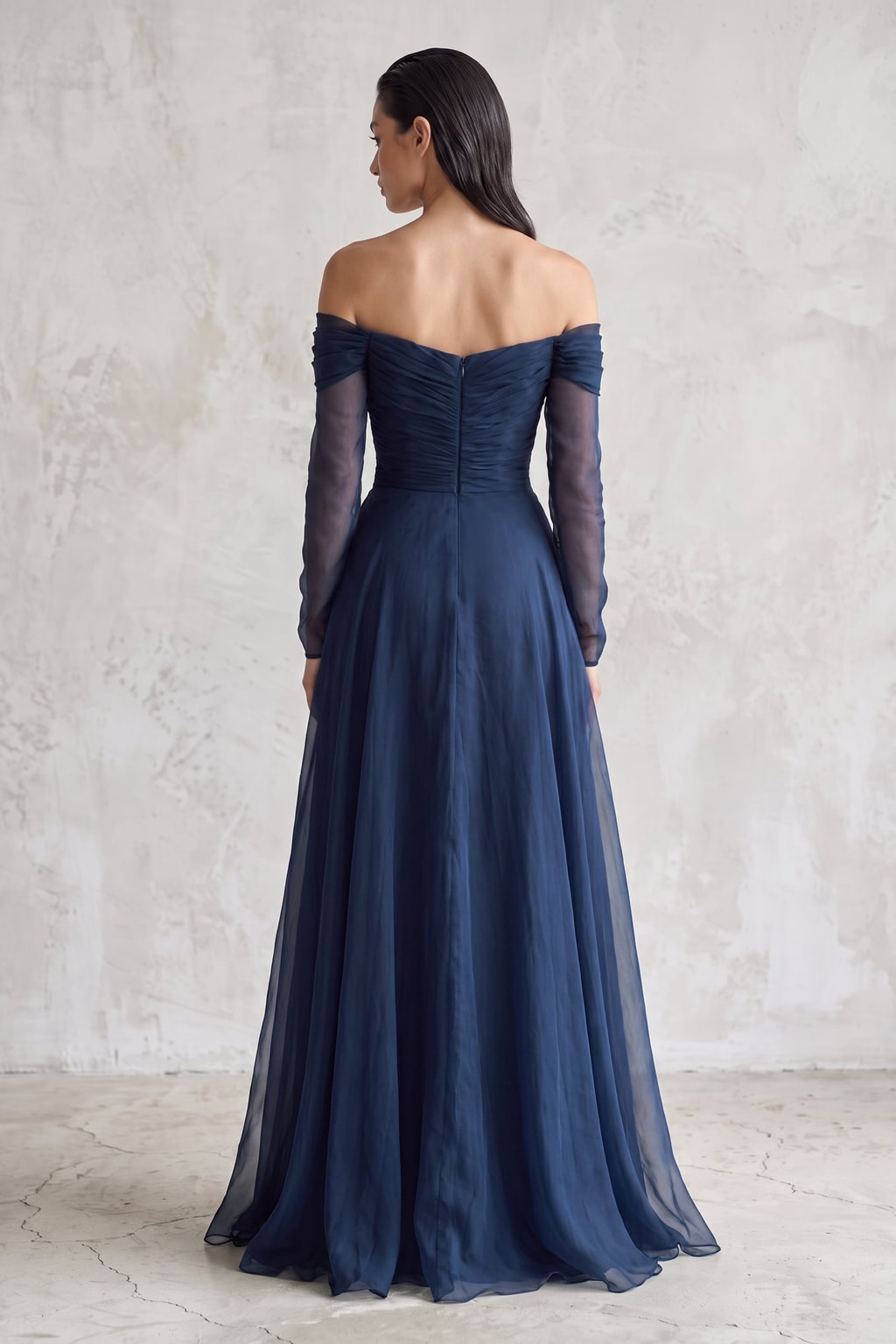 Chiffon Organza Maxi Dress Off Shoulder Formal - 3