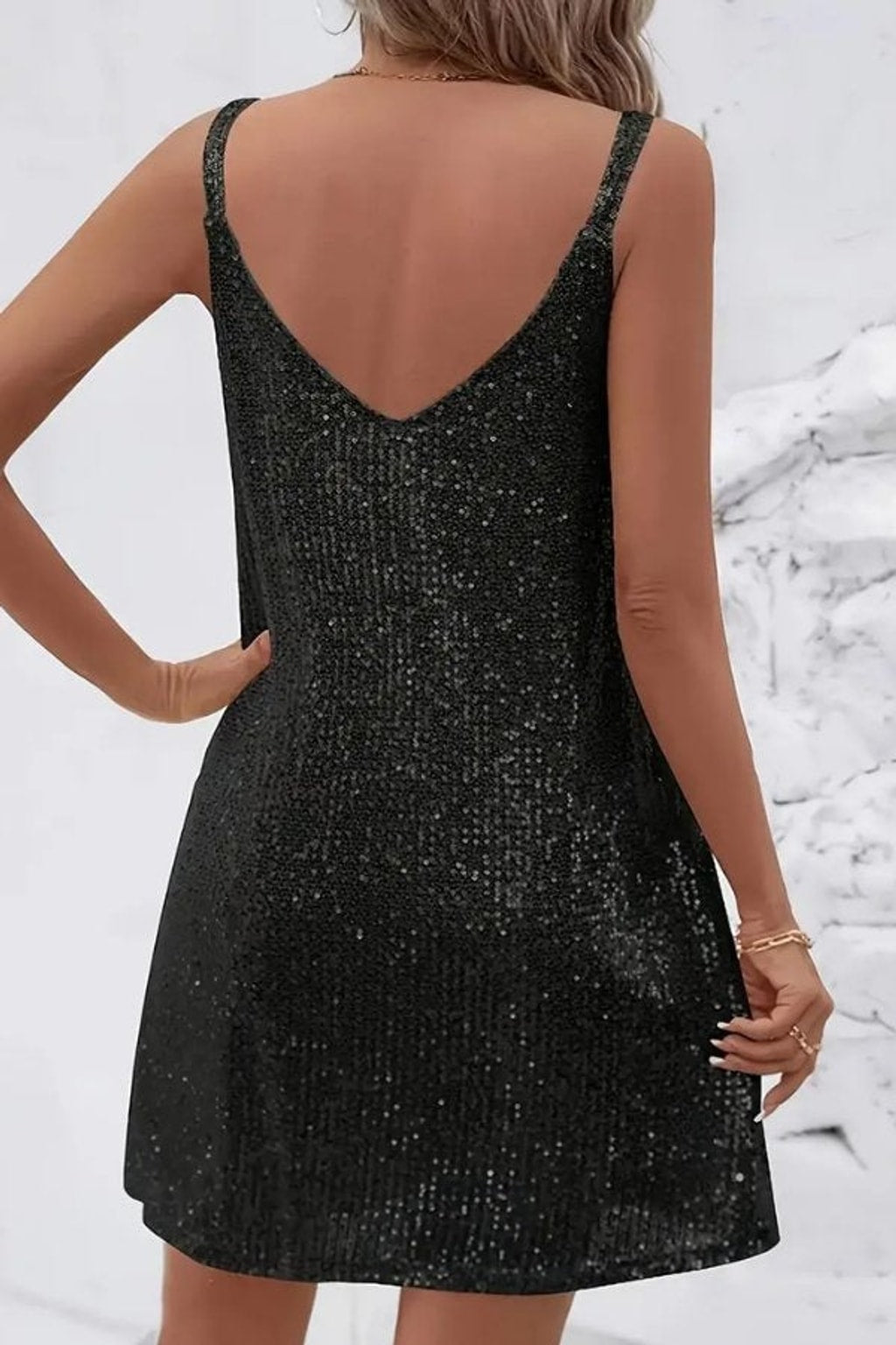 Sequin Mini Dress V-Neck Sleeveless Party Style - 5