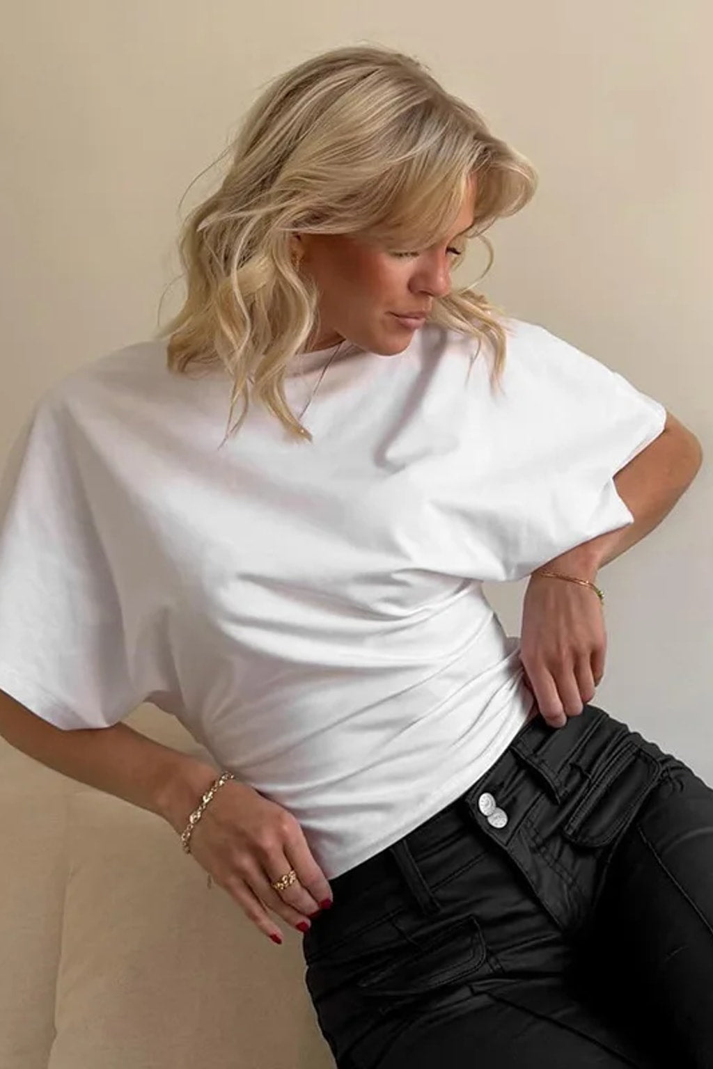 Cotton Cropped T-Shirt Casual Short Sleeve Top - 8