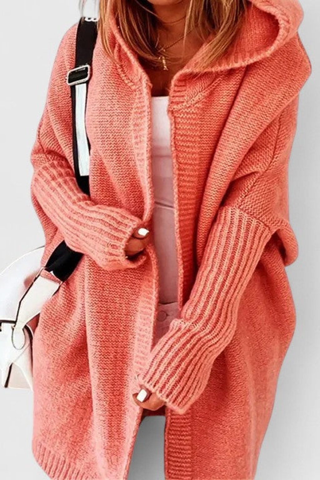 Knit Cardigan Oversized Hooded - 5