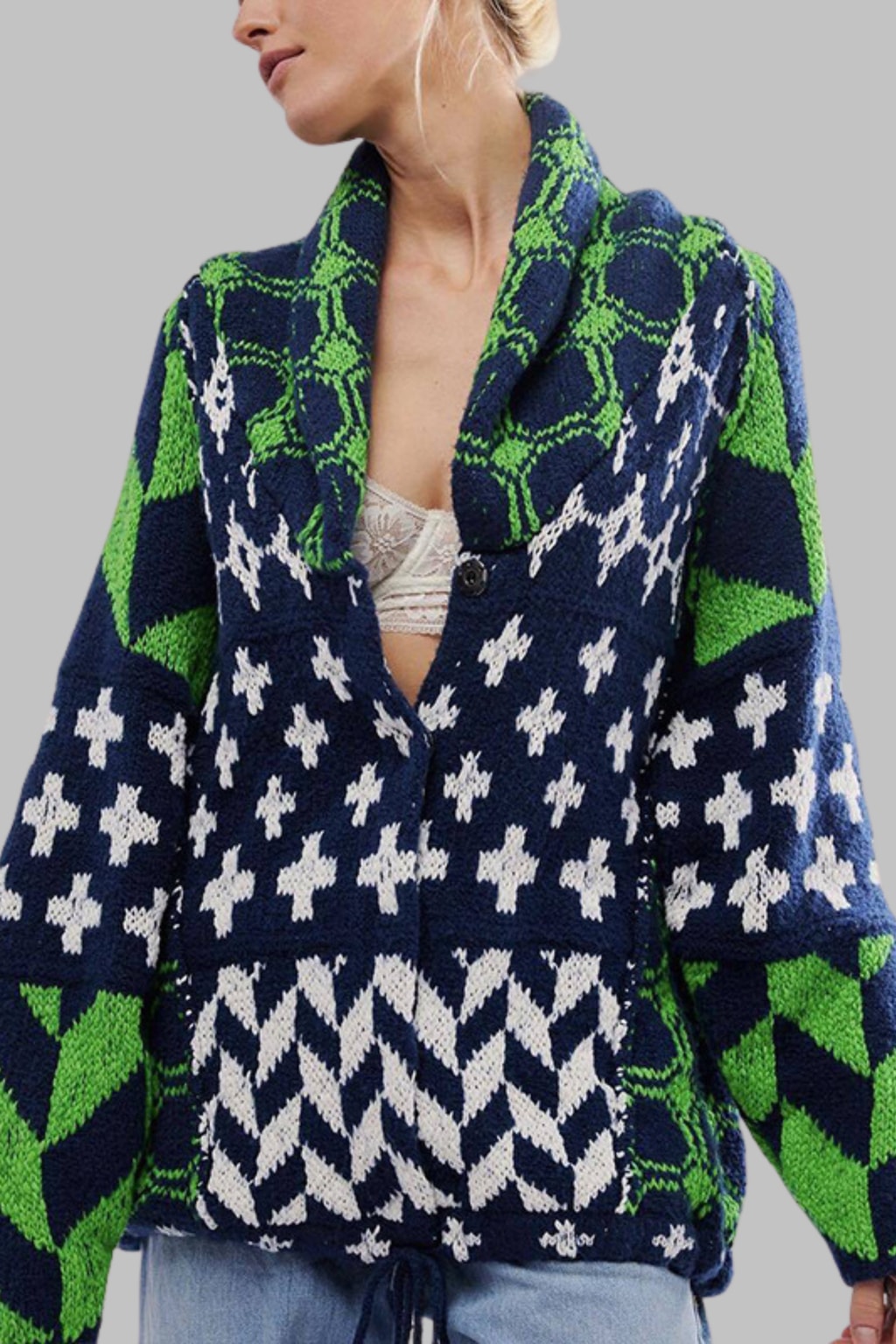 Knit Cardigan Oversized Button-Down - 2