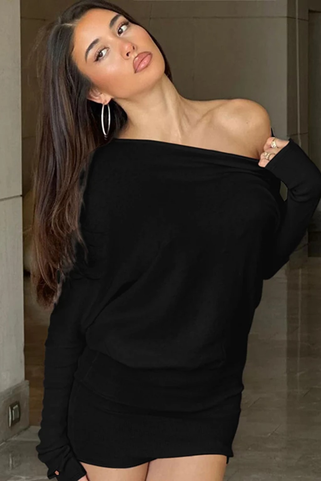 Knit Mini Dress Off Shoulder Bodycon - 7