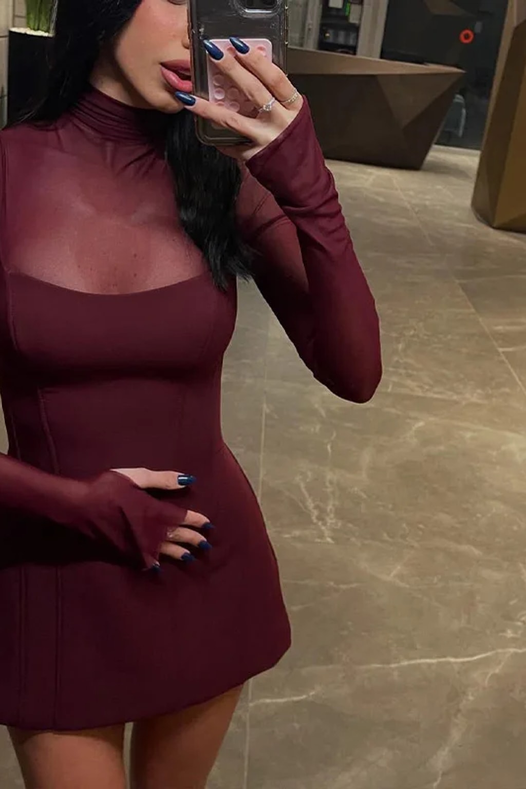 Mini Dress Lace Turtleneck Party - 6