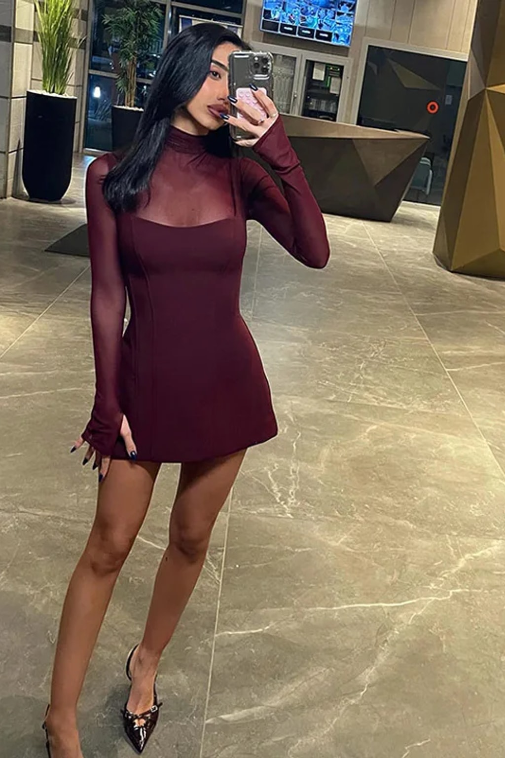 Mini Dress Lace Turtleneck Party - 5