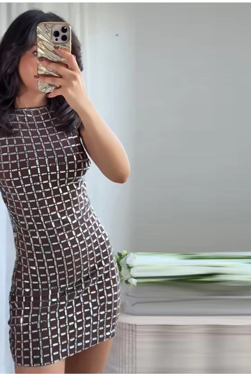 Sequin Dress Halter Neck Sleek Silhouette - 11
