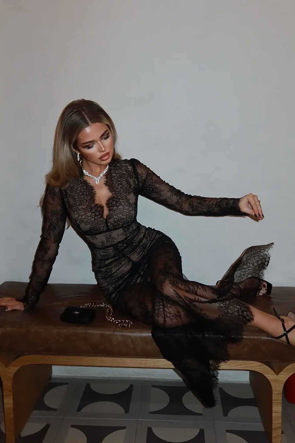 Lace Dress Bodycon V Neck - 5
