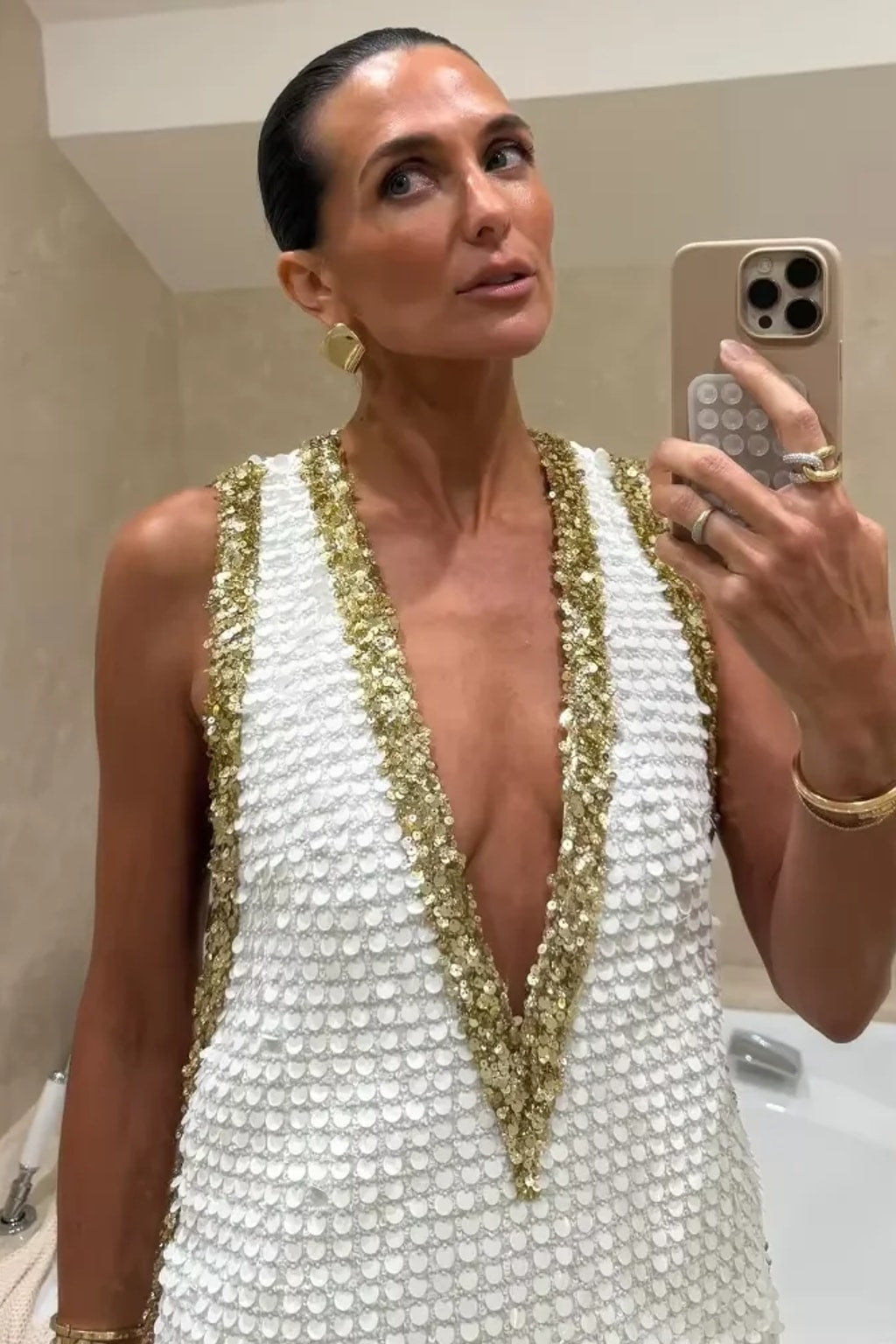 Vest Dress Sequin Off Shoulder Party Silhouette - 3