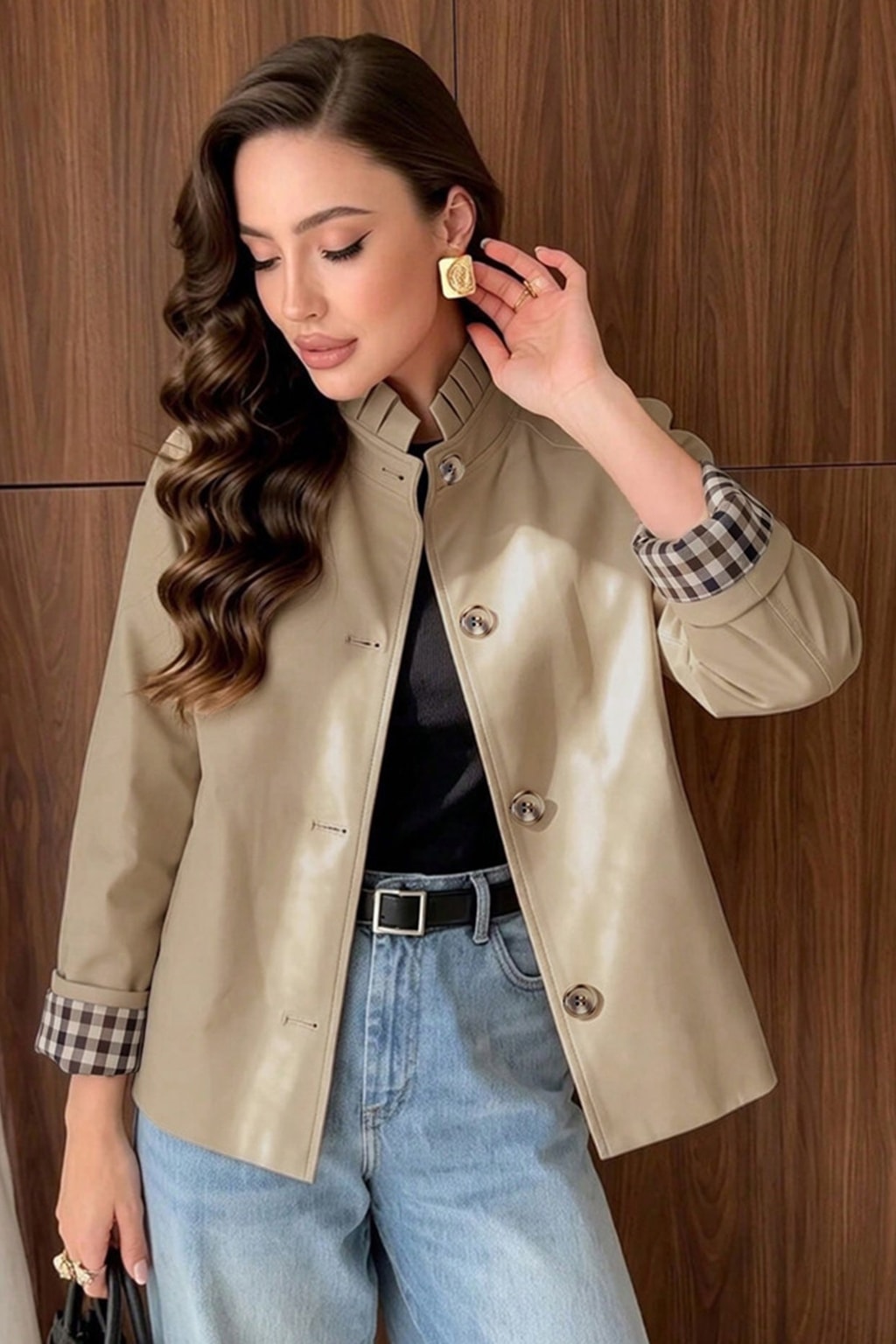 Polyester Jacket Casual Button - 4