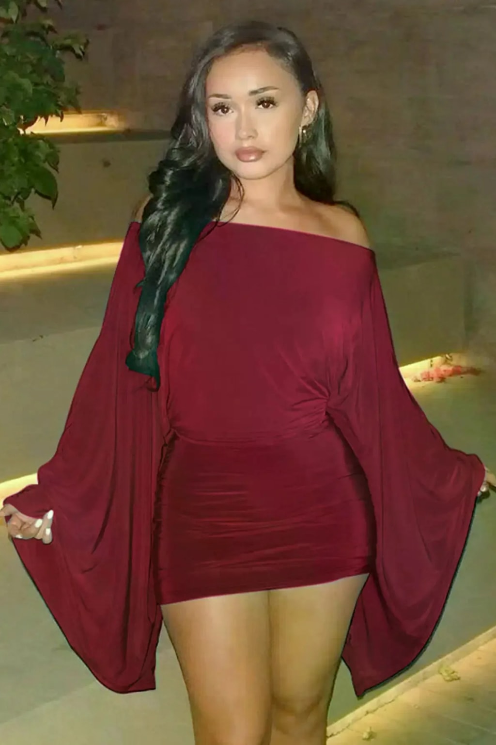 Knit Mini Dress Elegant Evening Style - 2