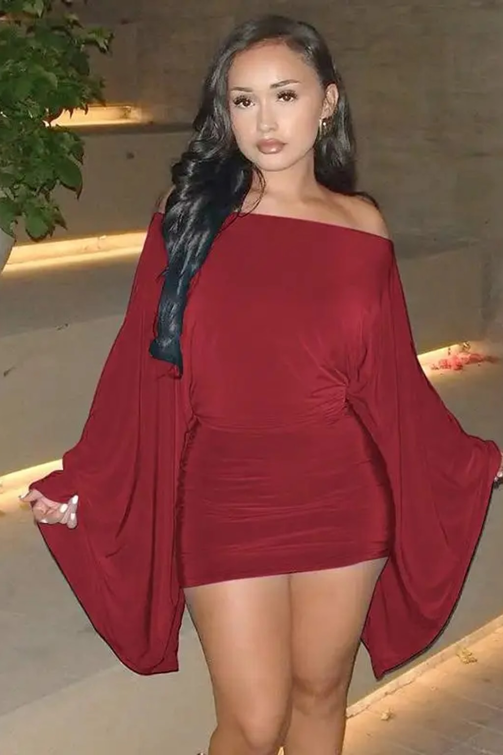Knit Mini Dress Elegant Evening Style - 4