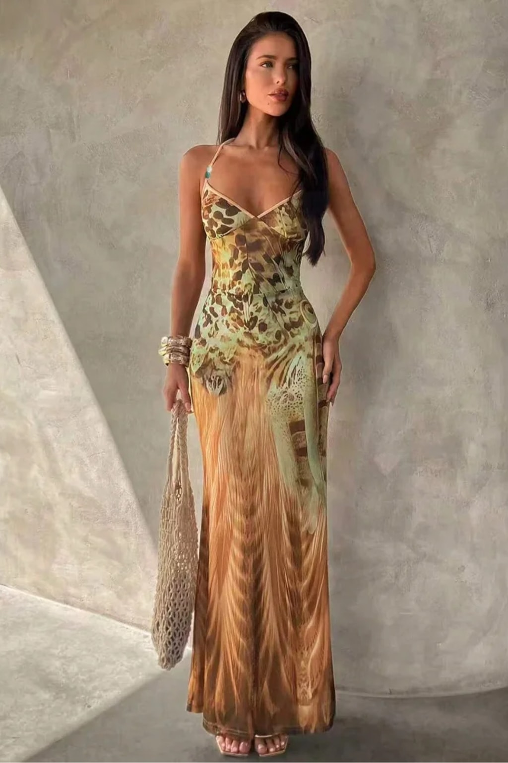 Maxi Dress Halter Neck Tiered Ruffle - 7