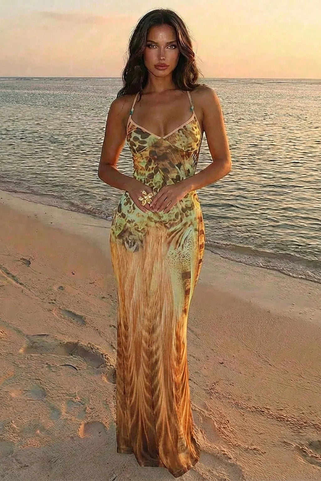 Maxi Dress Halter Neck Tiered Ruffle - 8