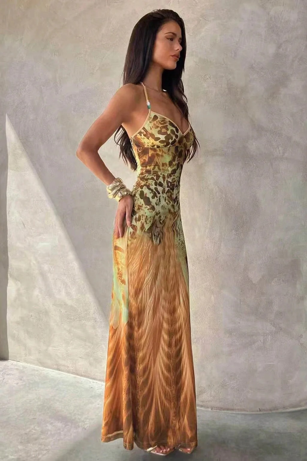 Maxi Dress Halter Neck Tiered Ruffle - 9