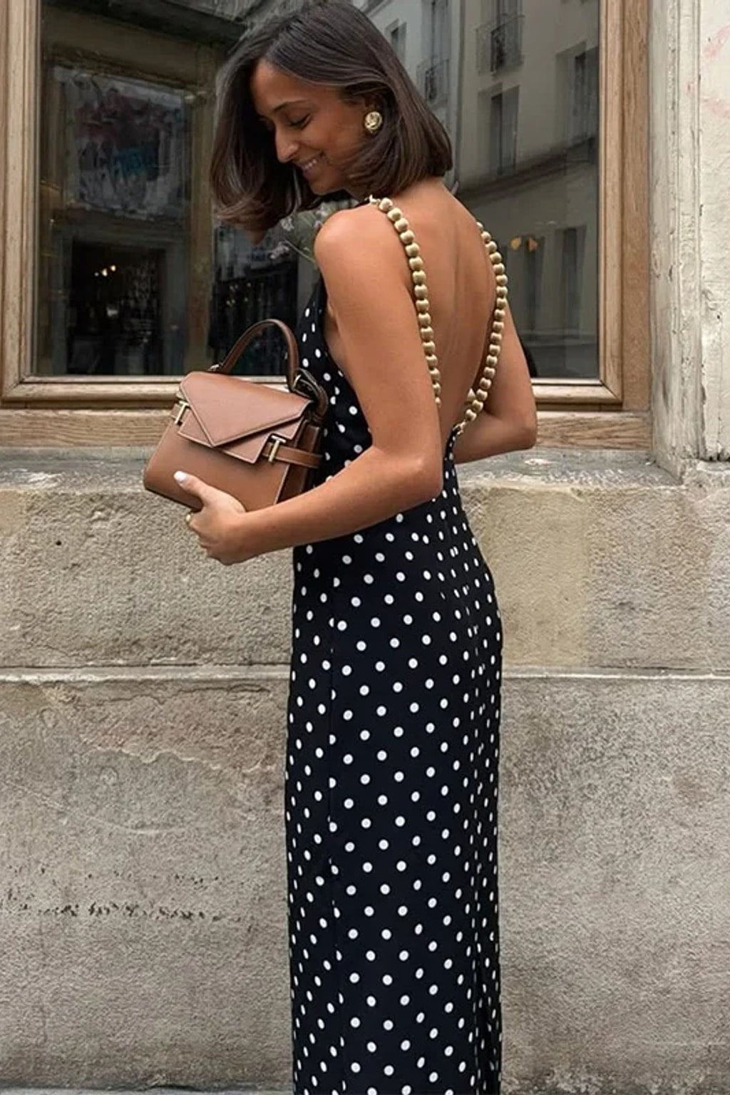 Maxi Dress Sleek Bead Strap Silhouette - 6