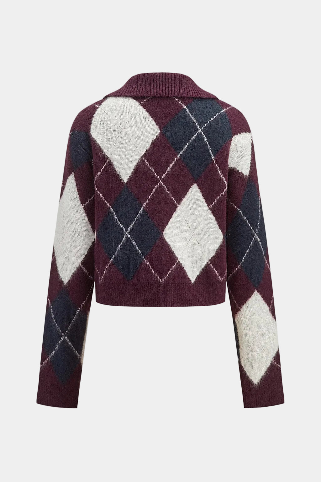 Knit Argyle Sweater Half Zip Pattern - 5