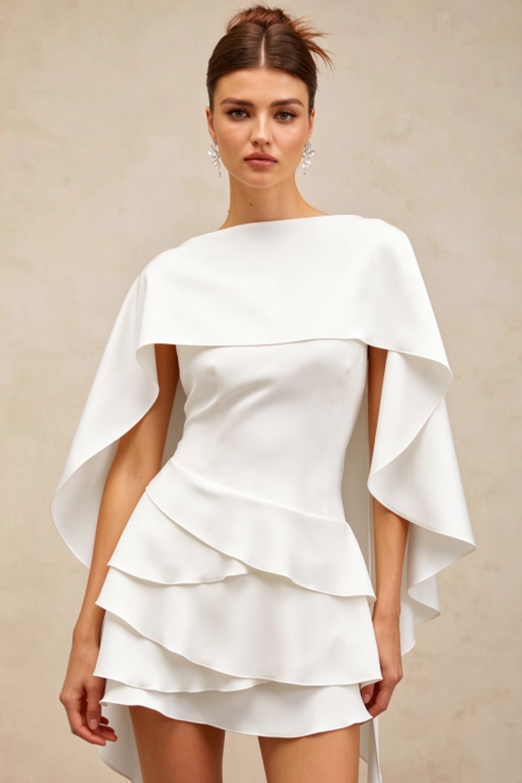 Chiffon Skirt Set Cape-Style Open-Back Mini Dress - 5