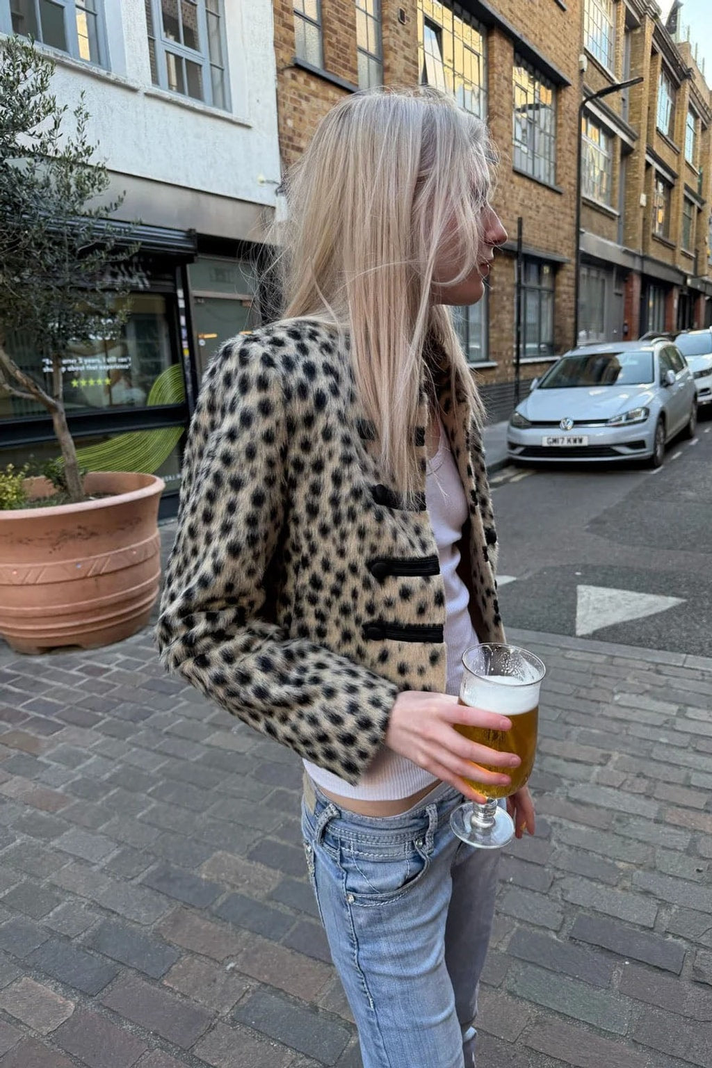 Faux Fur Jacket Cropped Leopard Print - 5