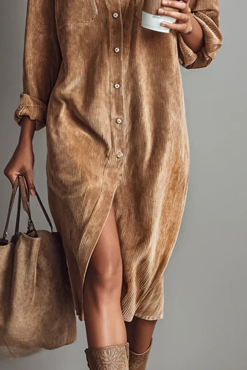 Soft Fabric Casual Dress Flared Hem - 4