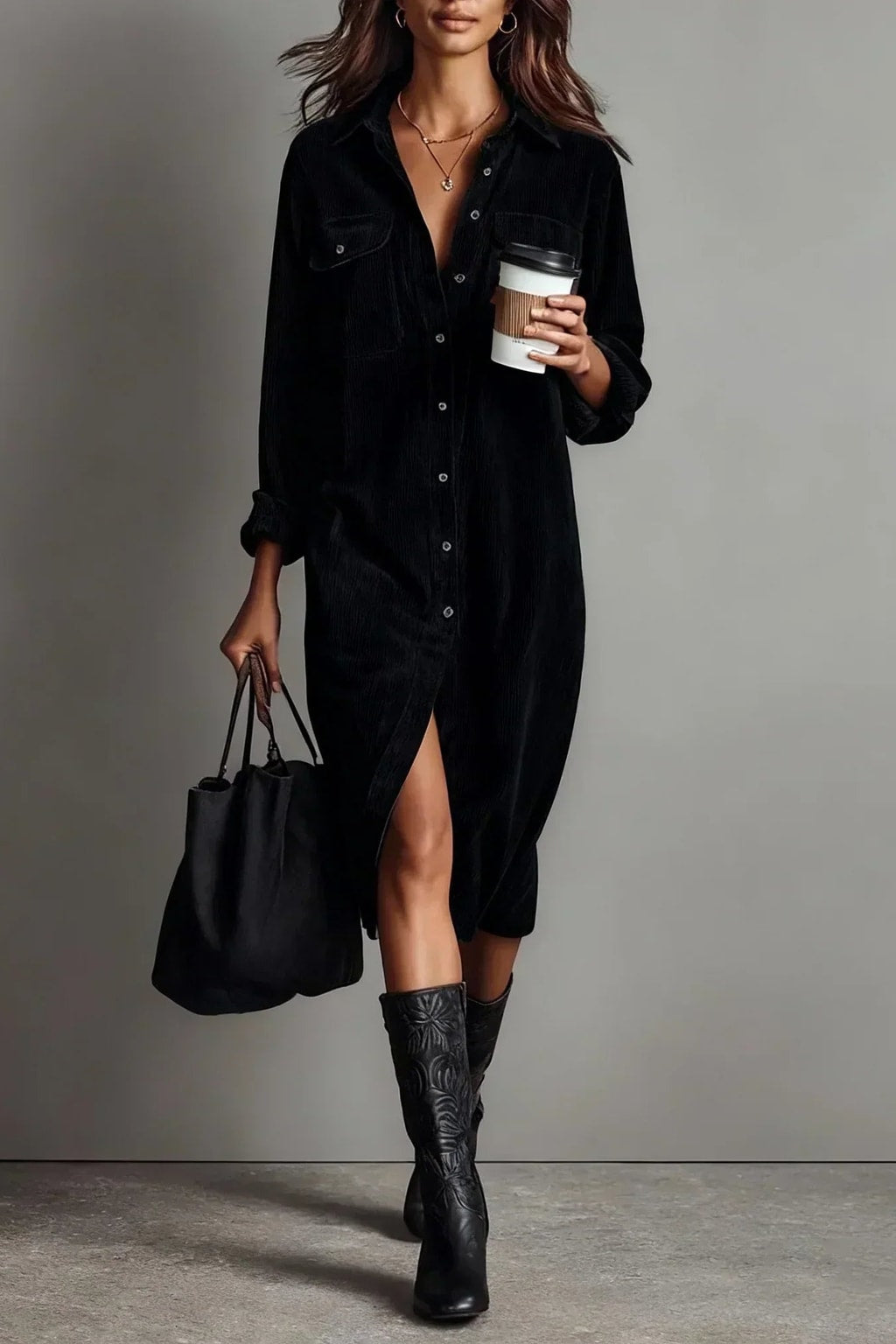 Soft Fabric Casual Dress Flared Hem - 6