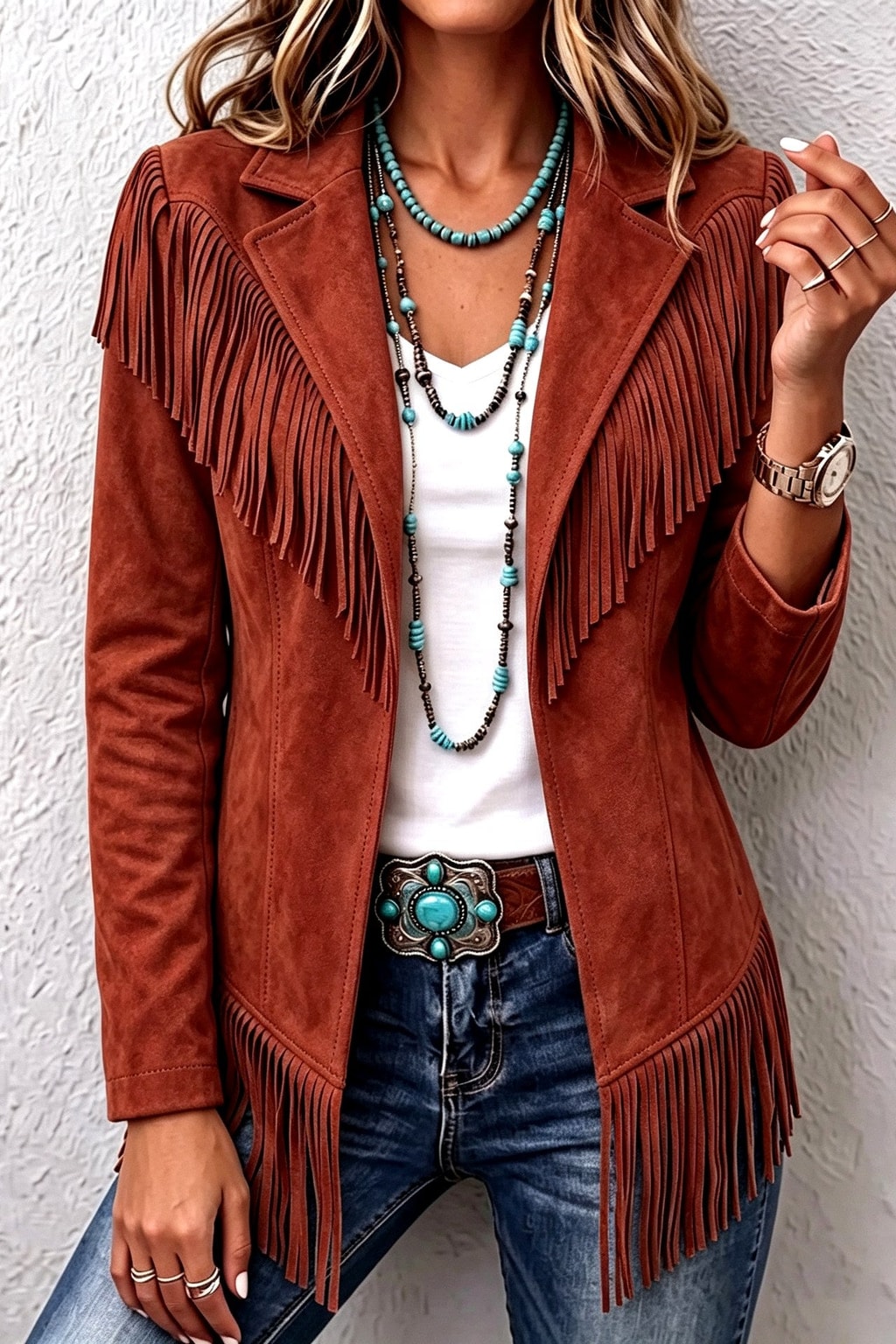 Fringe Jacket Wide Lapel Western Outerwear - 5