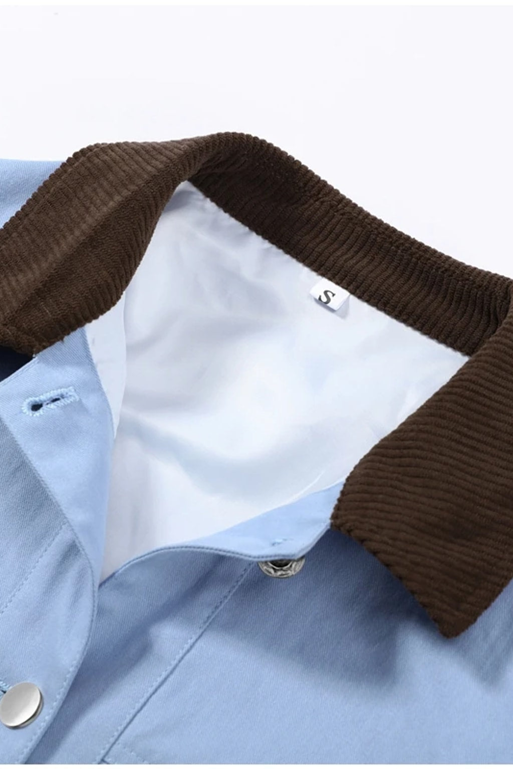 Cotton Blend Jacket Loose Fit Casual Blue - 9