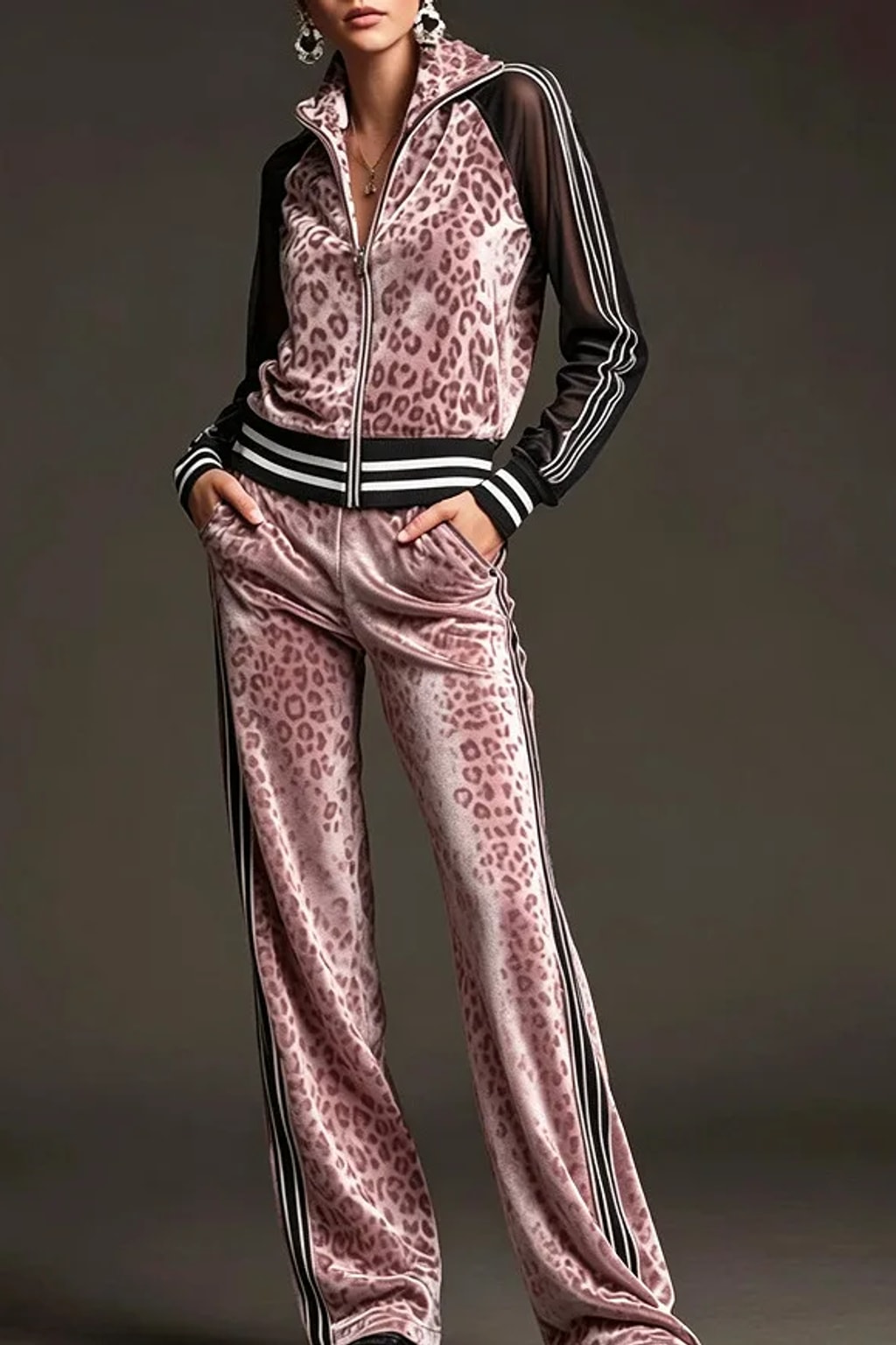 Leopard Print Two-Piece Set Activewear Suit - 6