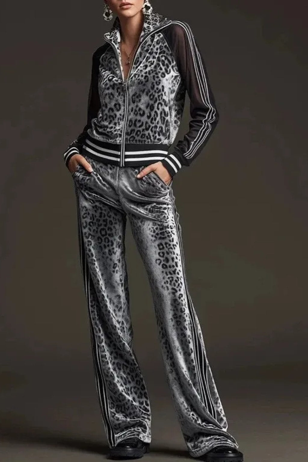 Leopard Print Two-Piece Set Activewear Suit - 7