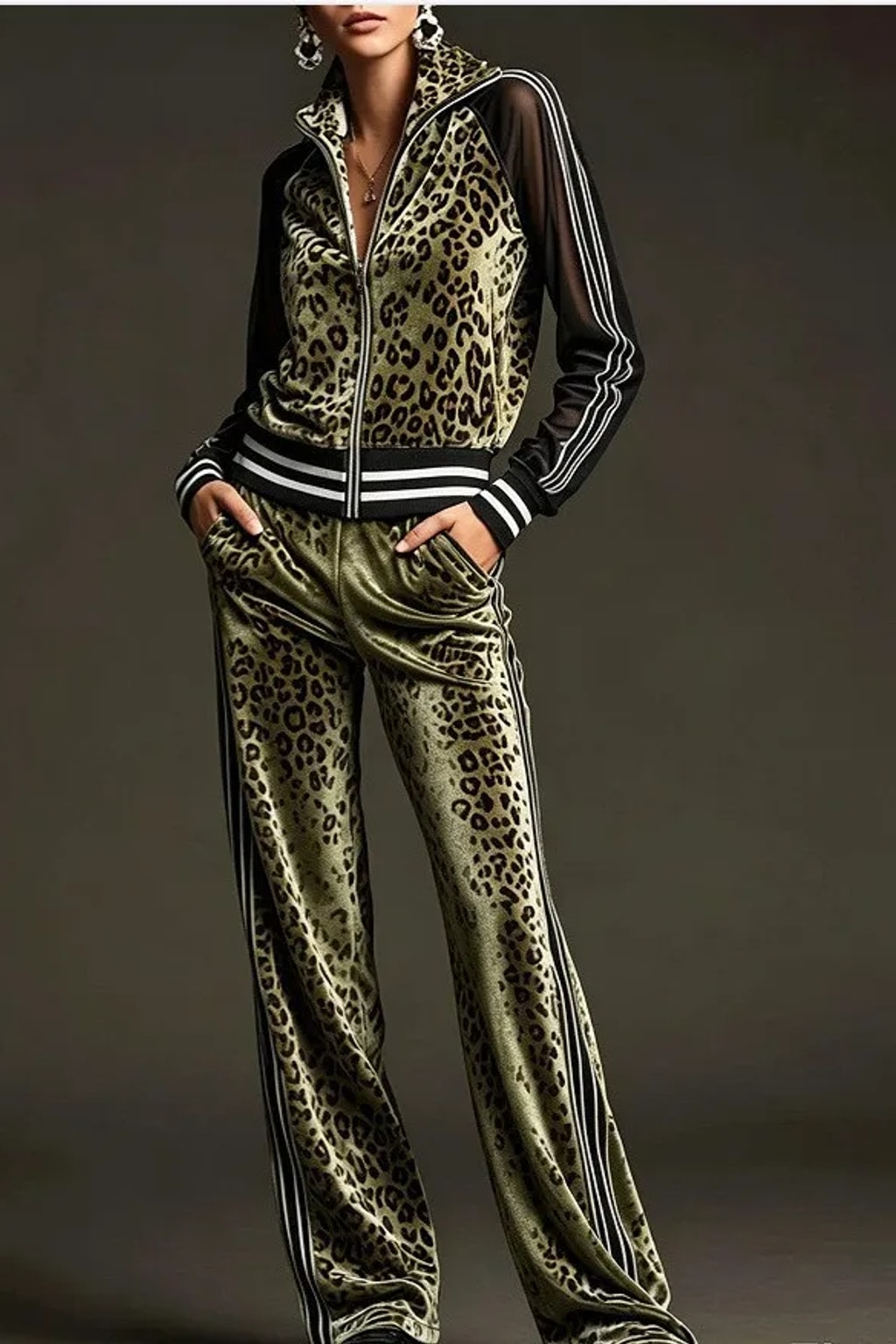 Leopard Print Two-Piece Set Activewear Suit - 5