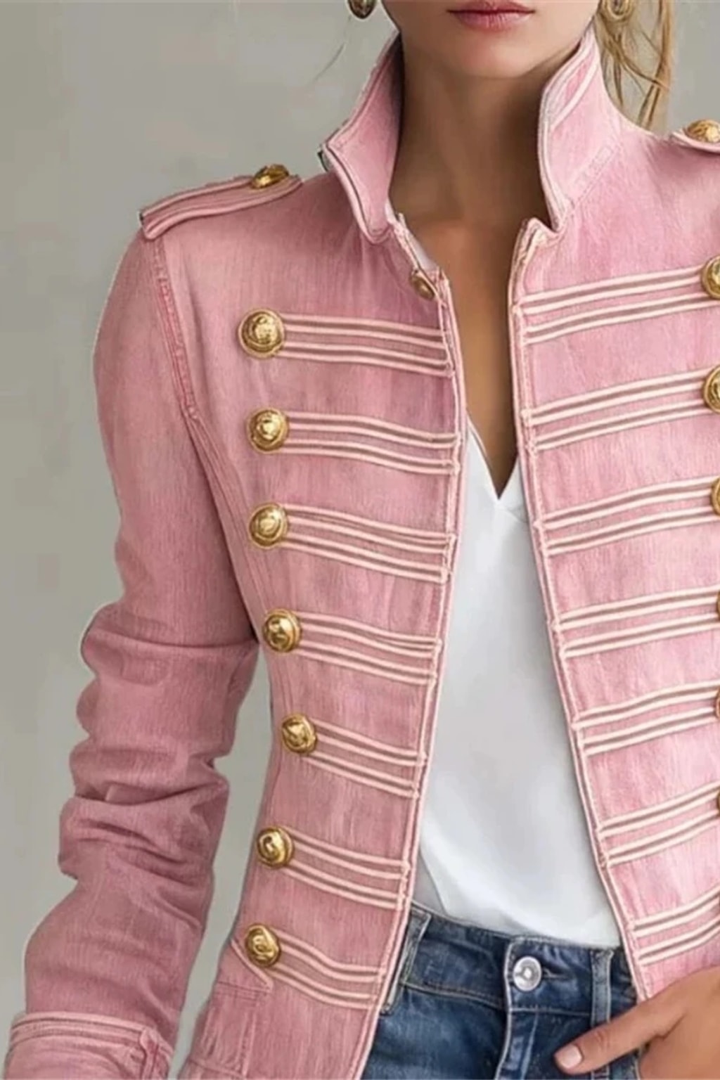 Utility Jacket Cropped Vintage Band Style - 3