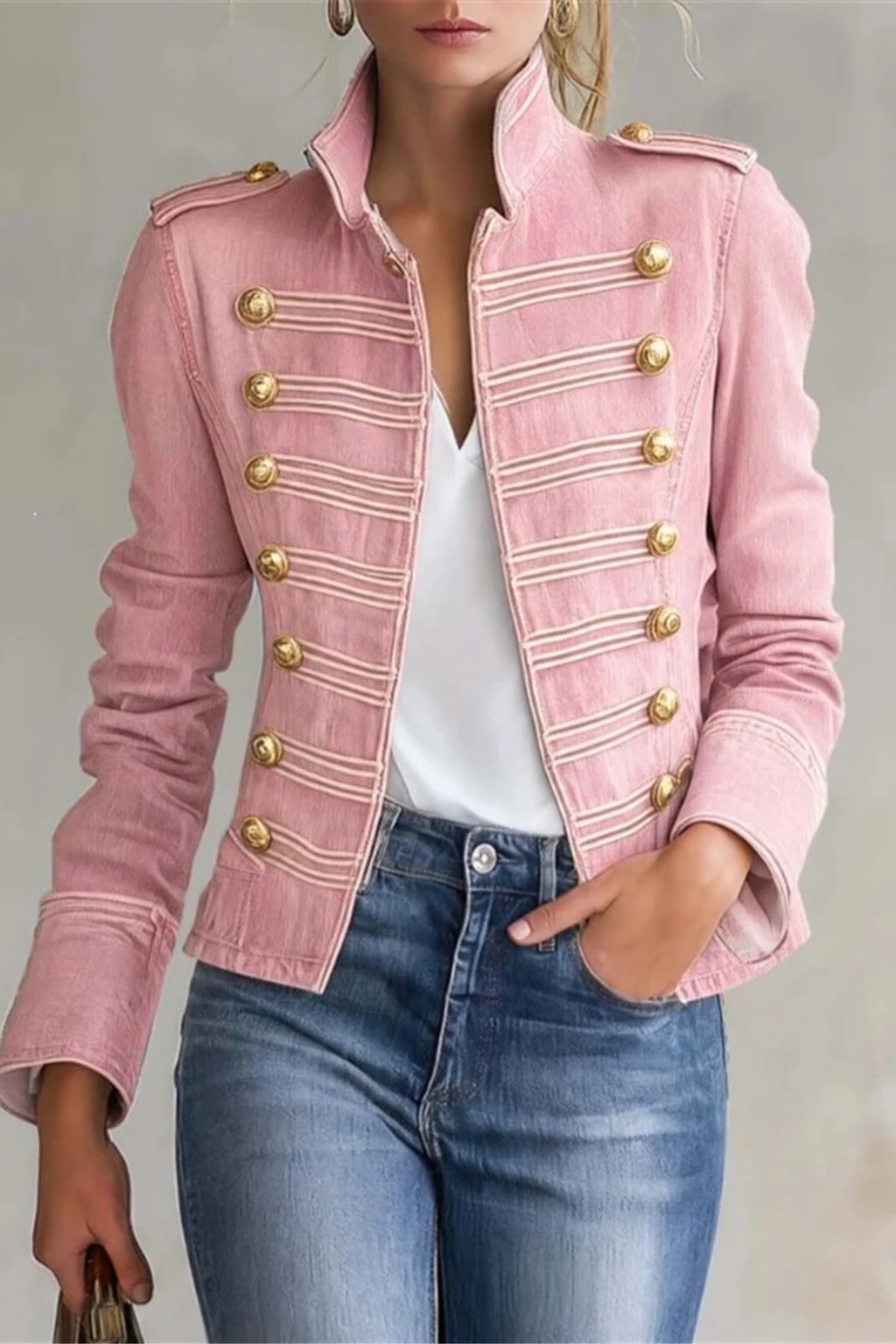 Utility Jacket Cropped Vintage Band Style - 2