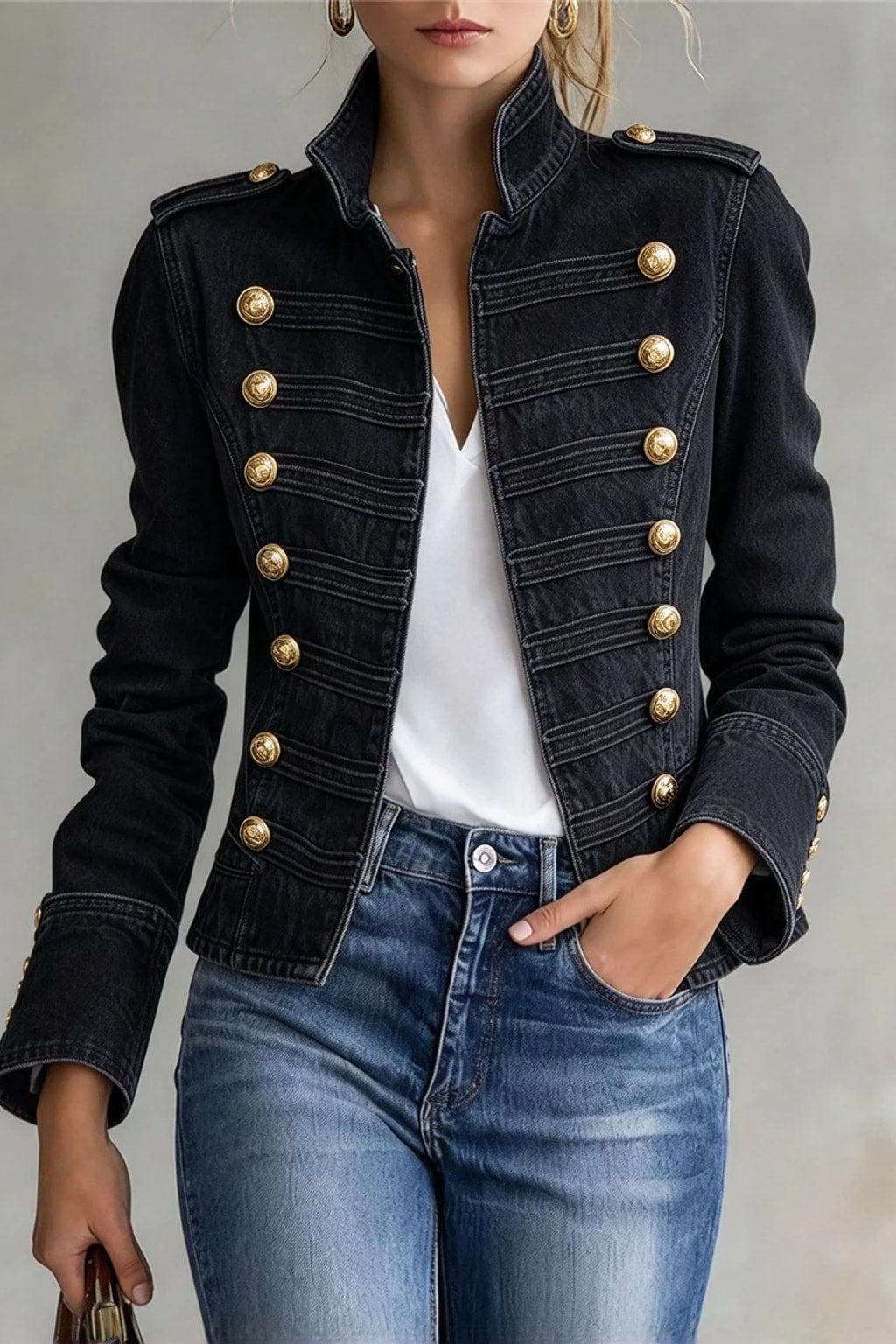 Utility Jacket Cropped Vintage Band Style - 7