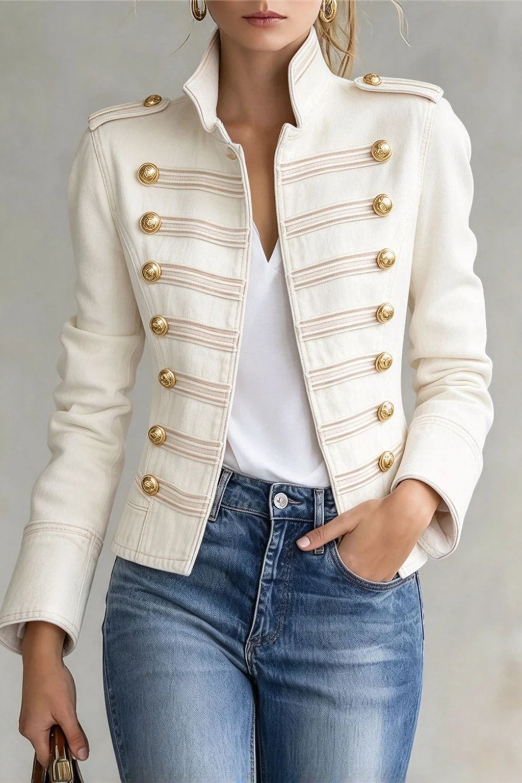 Utility Jacket Cropped Vintage Band Style - 6