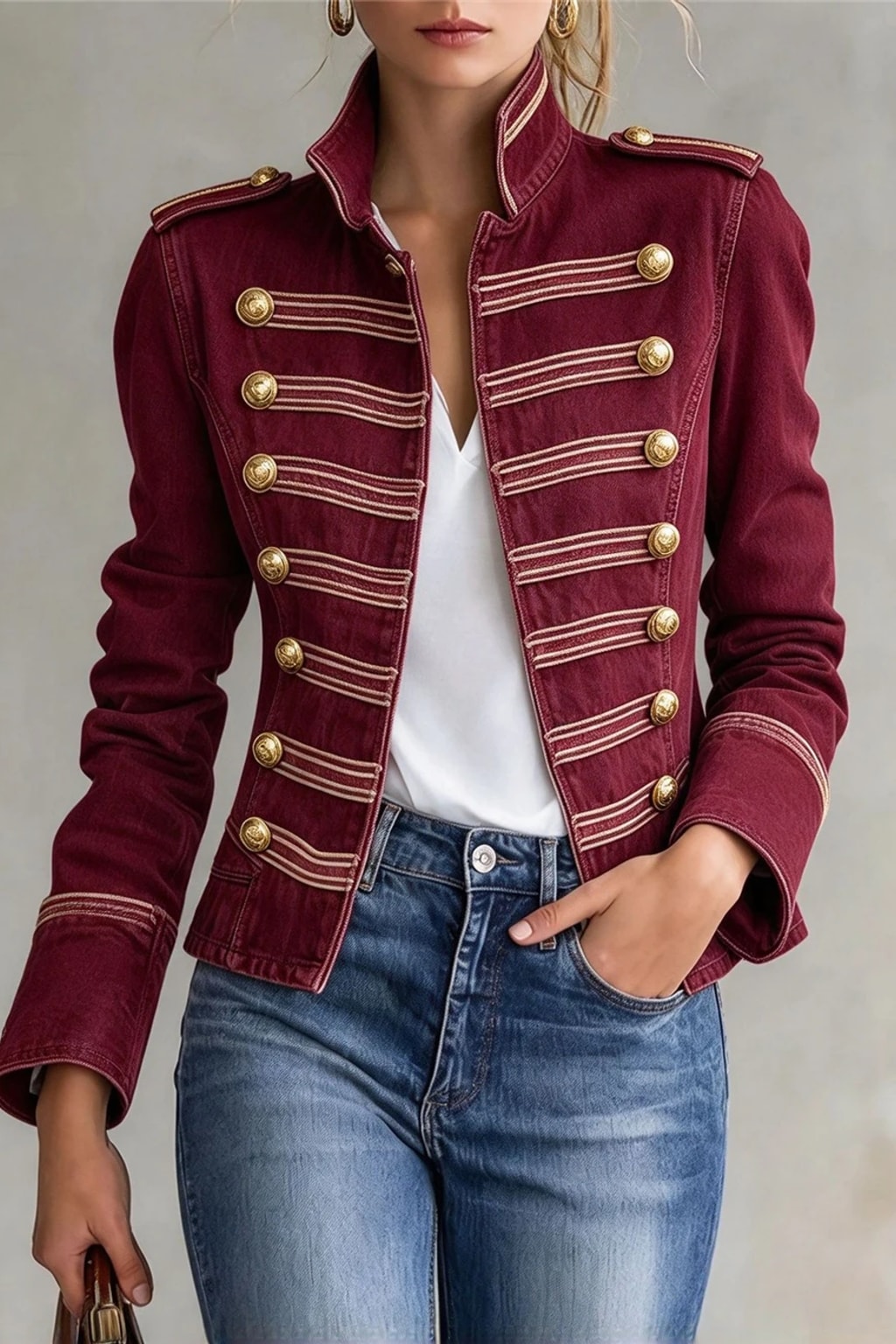 Utility Jacket Cropped Vintage Band Style - 5