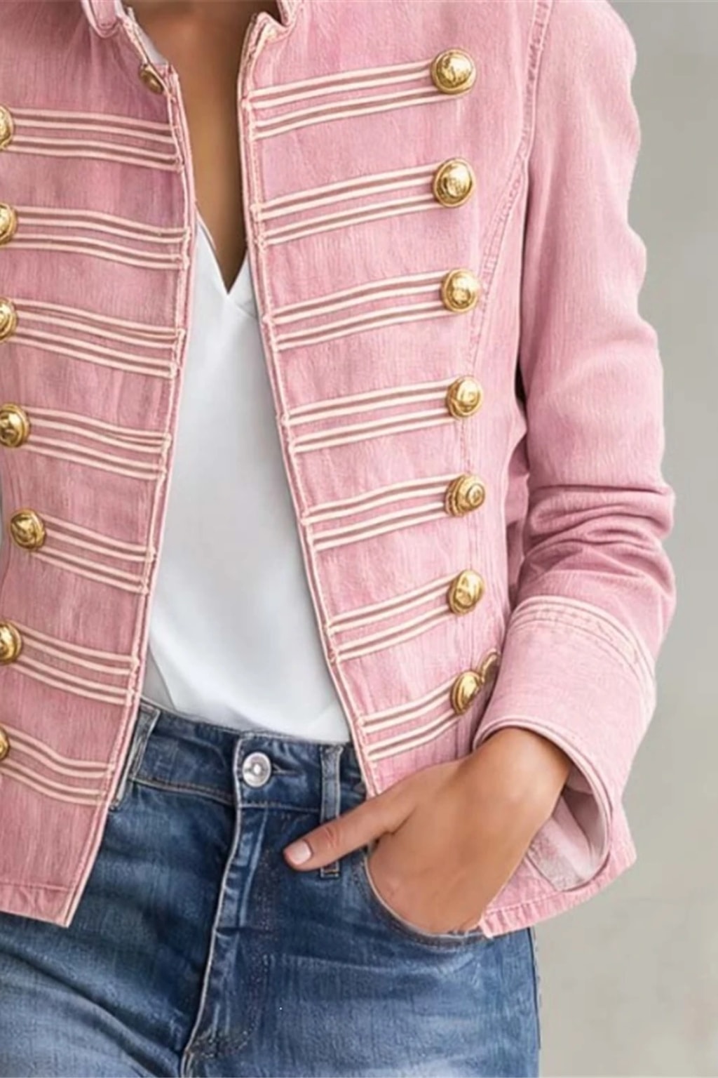 Utility Jacket Cropped Vintage Band Style - 4